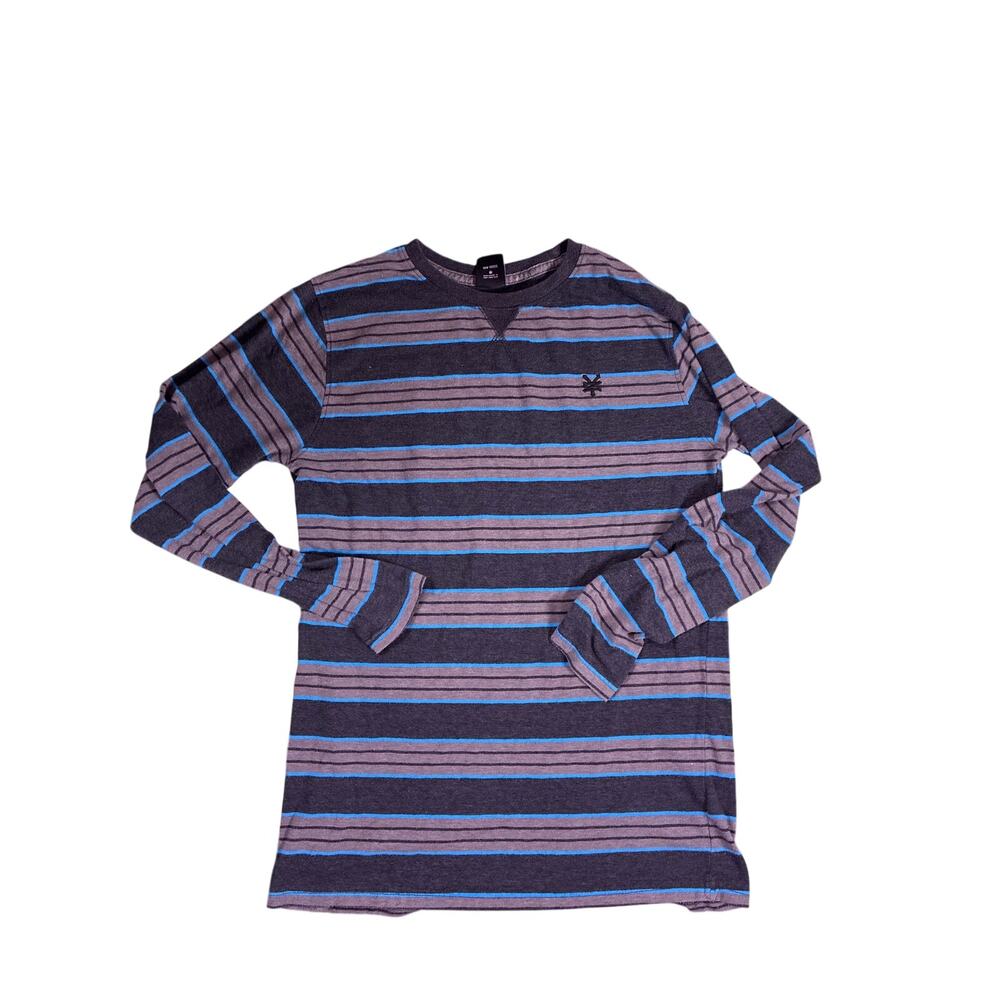 Zoo York Y2K Long Sleeve Striped Shirt Mens Small Blue Black Grey Skate